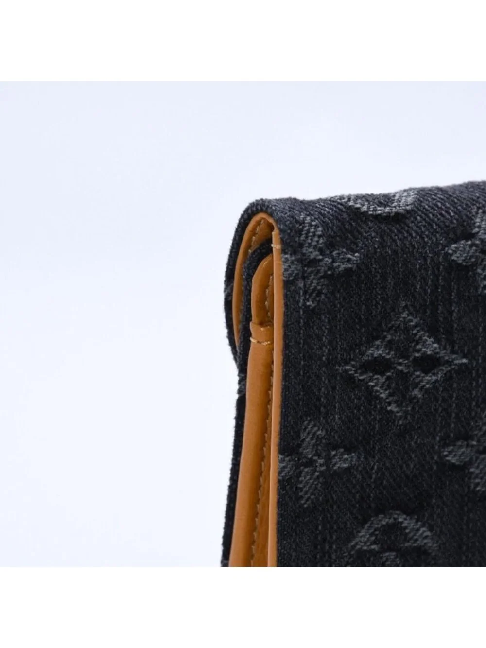 Louis Vuitton Monogram Denim Portefeuille Amelia Trifold Wallet Black Yellow